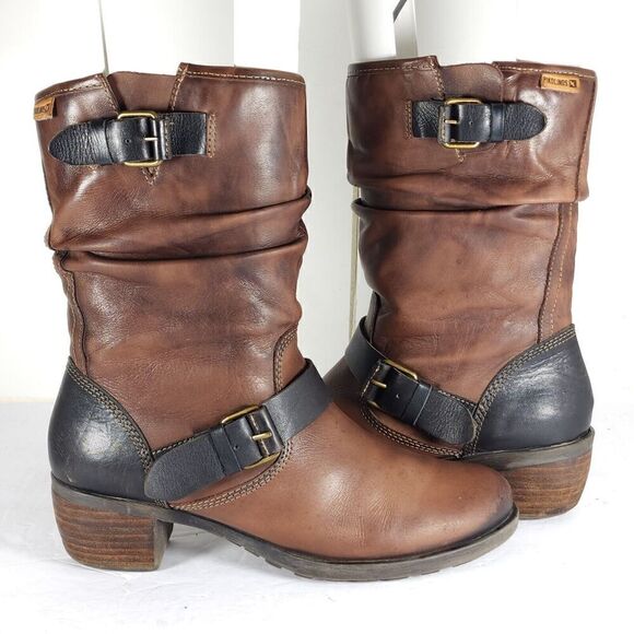 PIKOLINOS Women's Le Mans 39 US8-8,5 Brown Leather Mid-Calf Riding Boots - Picture 9 of 14